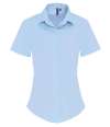 PR346 Premier Ladies Short Sleeve Stretch Fit Poplin Shirt Pale Blue colour image